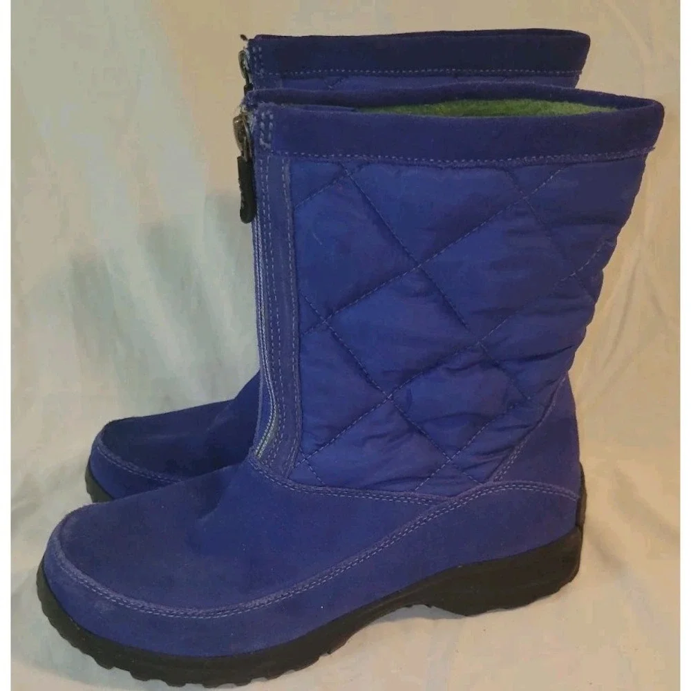 Lands'‎ End Winter Boots Women's size 8 Quilted Blue Suede Snow Zip